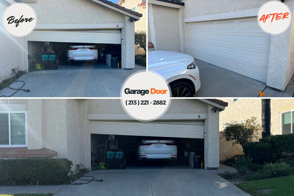 Before and after: garage door repair Grandview, IL